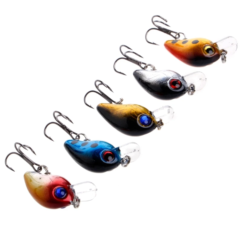 

5Pcs/Set 1.5g Wobbler Crankbait Mini Fly Fishing Cranks Lure Baits 10# Fish Hook