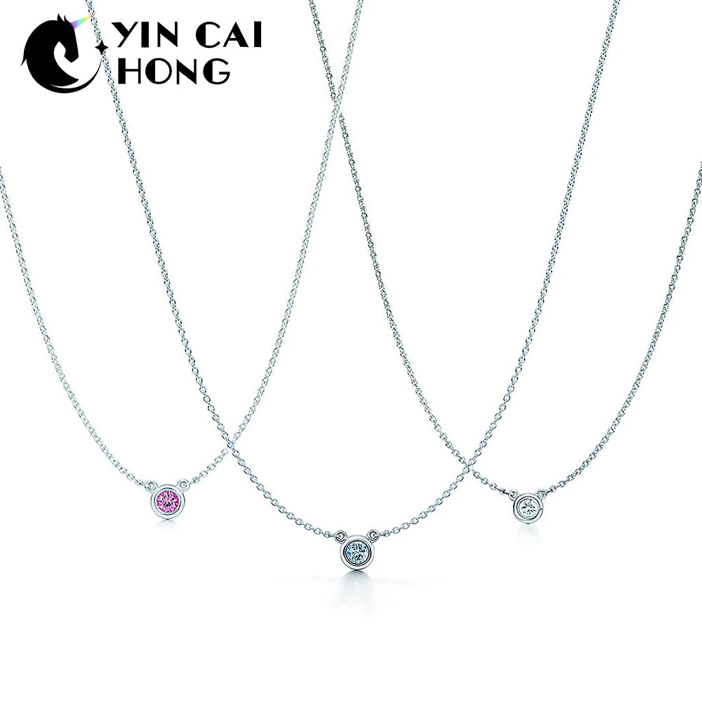 

YCH Charm 925 Sterling Silver Fashion Simple Glittering Gemstone Exquisite Necklace Original Women Charming Shining Necklace TIF