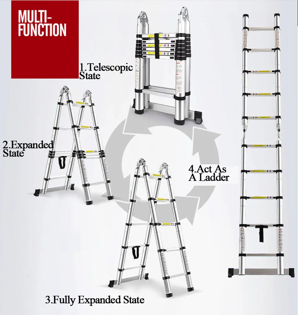 Многофункциональная телескопическая лестница из алюминиевого сплава телескопическая лестница Бытовая елочка Портативная Алюминиевая Лестница FT