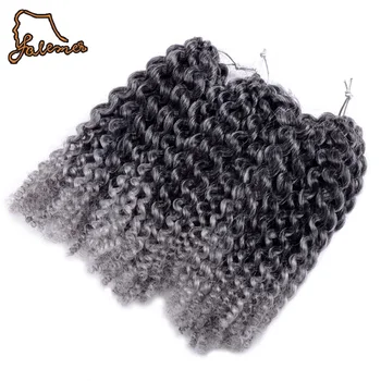 

FALEMEI 90g/Set Crochet Braiding Hair Curly Marlybob Black Ombre Gray Synthetic Twist Hair Synthetic Crochet Hair Extensions