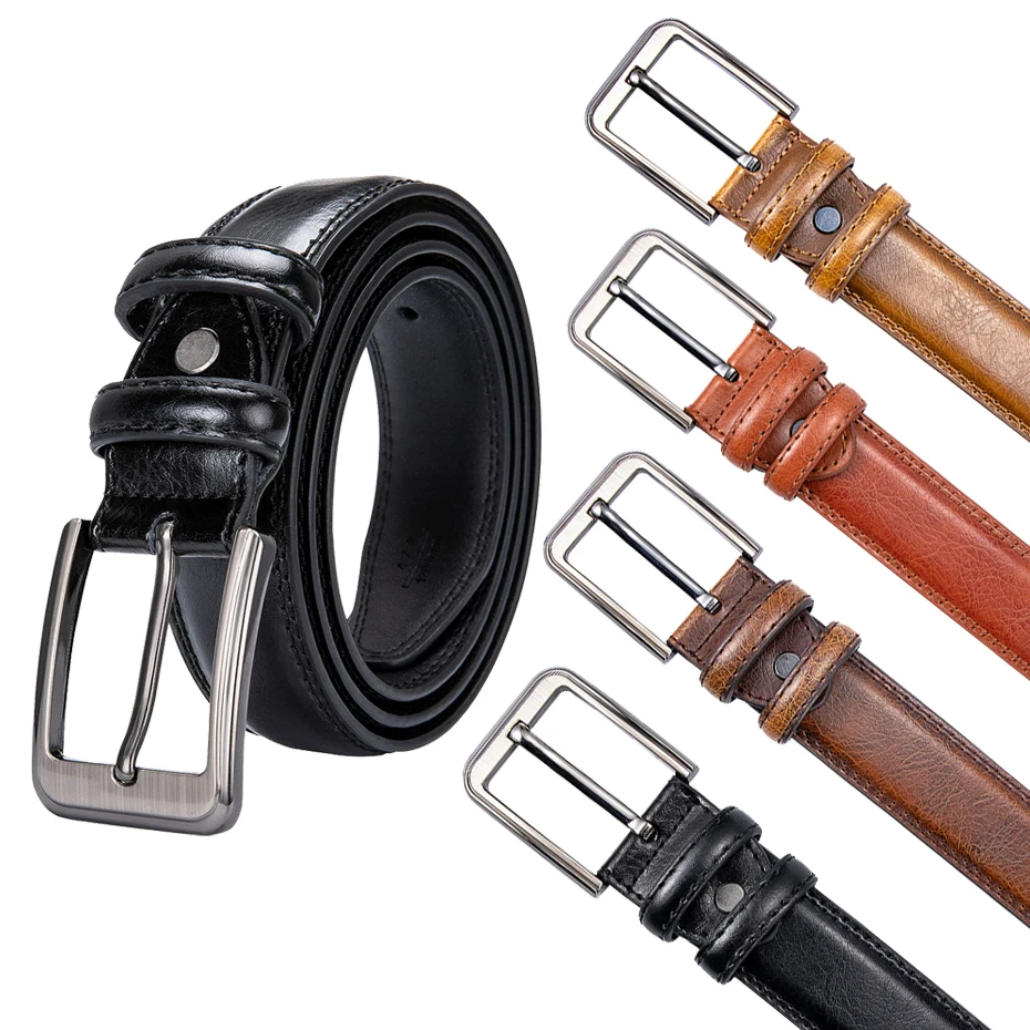 DiBanGu Belt Dropship Brand Genuine Leather Pin Buckle Vintage Casual Men Belt Red Brown Cowbody Jeans Belt Strap Cintos 130cm
