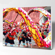 Безрамная Картина Дракон танец Сделай Сам Живопись по номерам Современная Настенная живопись ручная роспись маслом на холсте для домашнего декора