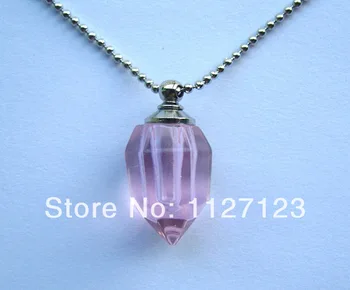 

25pcs/lot pink bullet Rice vials pendants rice vial pendant perfume empty glass bottle glass spray perfume bottl ..