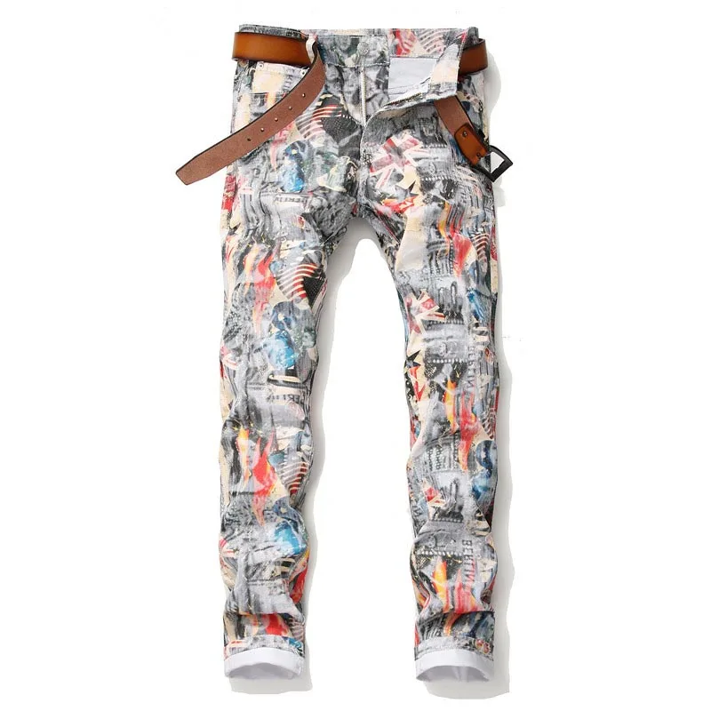 Mcikkny Hip Hop Men's 3D Printed Jeans Pants Fashion Slim Fit Stretch Denim Trousers For Male Night Club Wear Size 28-38  (1)