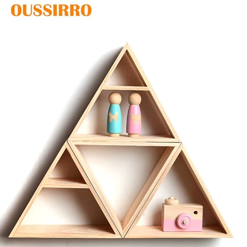 

INS Nordic Style Wooden Wall Shelf Honeycomb Hexagon Storage Holder Shelves For Nursery Kids Room Decoration Photography Props