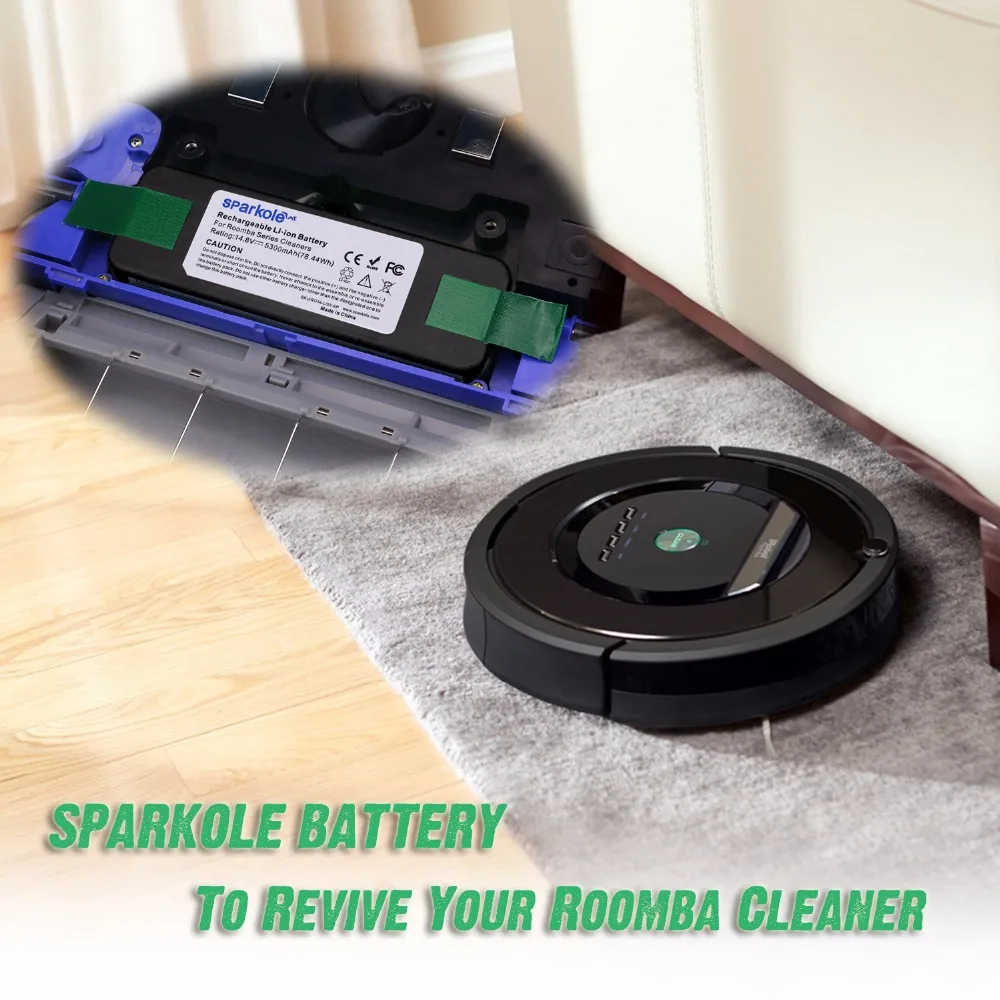 Sparkole 5300 мА/ч, 14,8 V 2 литий-полимерные Перезаряжаемые Батарея для iRobot Roomba 531 550 560 620 650 770 780 870 880 500 600 700 800