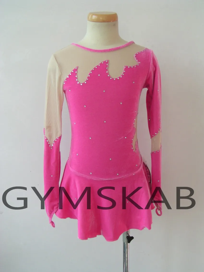 Элегантное платье для фигурного катания для женщин и девочек, платье для катания на коньках с длинным рукавом, костюм для гимнастики 6474