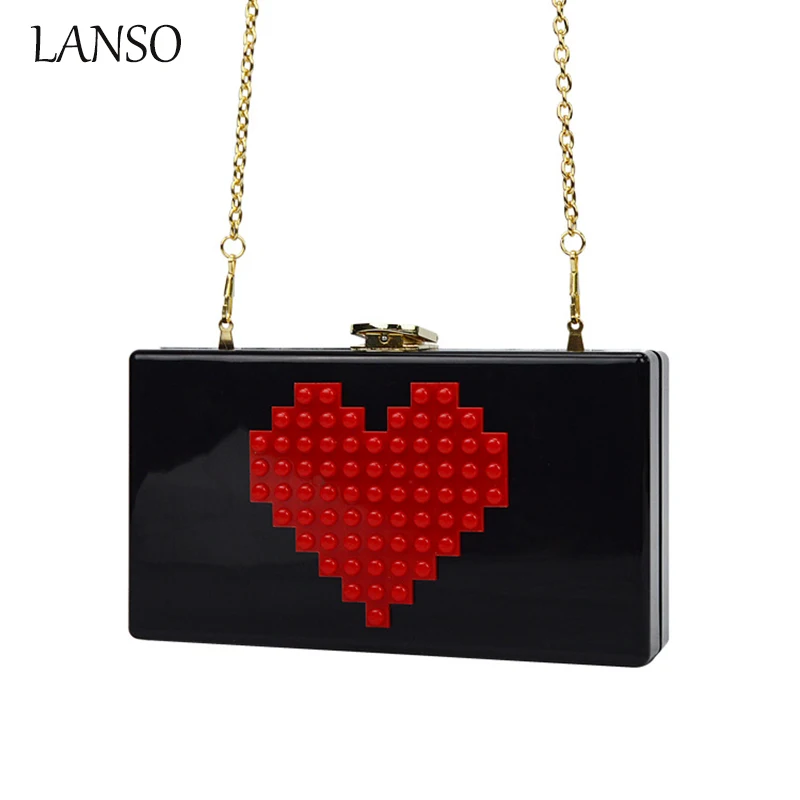 Transparent Heart Shape Handle Clutch W/pouch main image 0