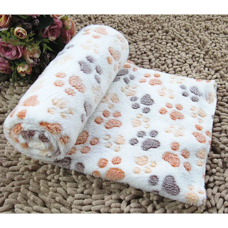 

2017 Paw Print Dog Bed Blanket Cute Soft Fleece Puppy House Bed Mat Cover for Small Dog and Cat Pet Supplies