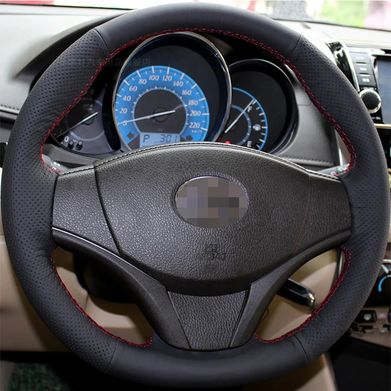 Special Car Genuine Leather Steering Wheel Cover for TOYOTA Yaris Vios