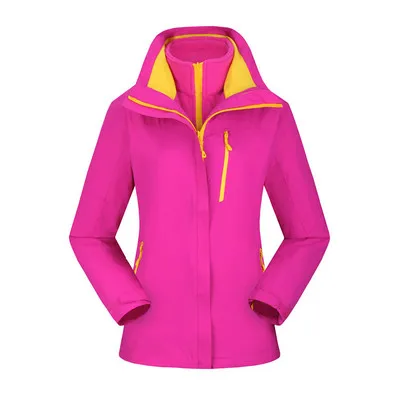 Женские Водонепроницаемые куртки 3 в 1 для походов, Мужские дышащие флисовые пальто, походная одежда, куртки для охоты и альпинизма - Цвет: Women pink
