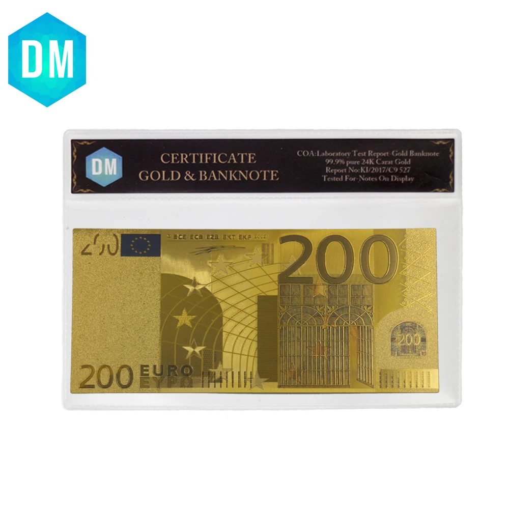 24k Gold Foil Plated 200 Euro Bank Notes in Colors Banknotes Paper Money Wedding Return Gift | Дом и сад