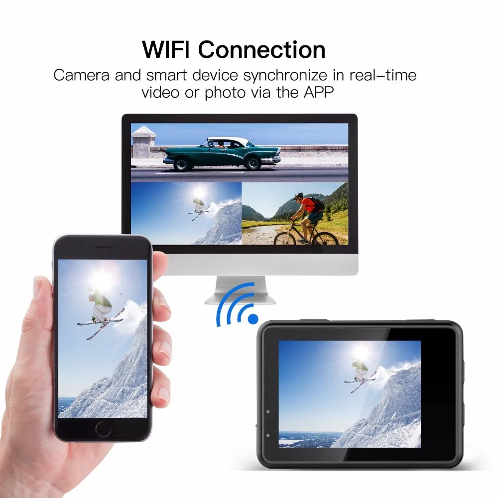 2018 богатая Спортивная экшн камера 4K Wifi с сенсорным экраном Водонепроницаемая 30 М