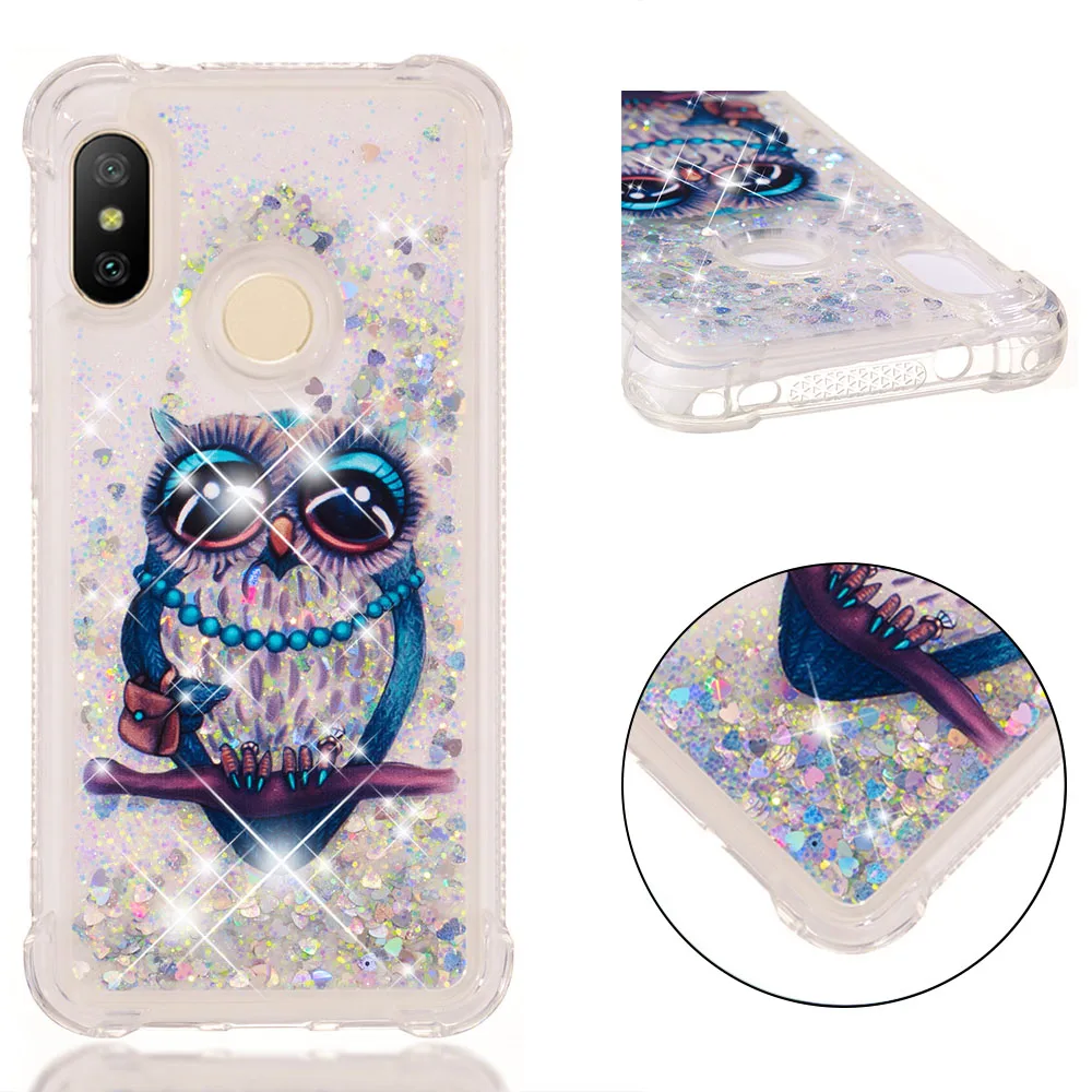 sFor Fundas Xiaomi Mi A2 Lite Case Cover Glitter Dynamic Liquid Phone Cases For Redmi 6 Pro Silicone Soft TPU | Мобильные телефоны