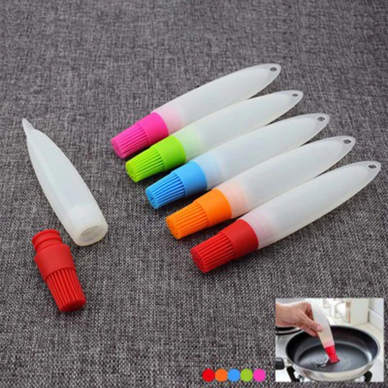 

2pcs Silicone Oil Bottle With Brush Baking BBQ Basting Brush Pastry Oil Brush