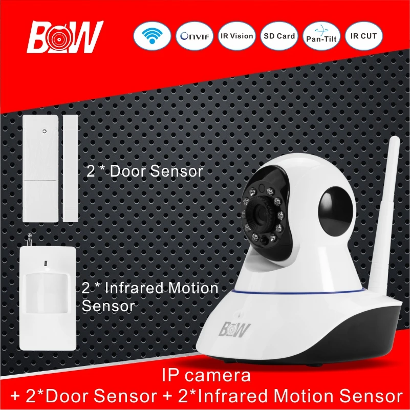 Hot Security Alarm System Camera IP + 2 Door Sensor + 2 Infrared Monitor Sensor Alarm Wifi