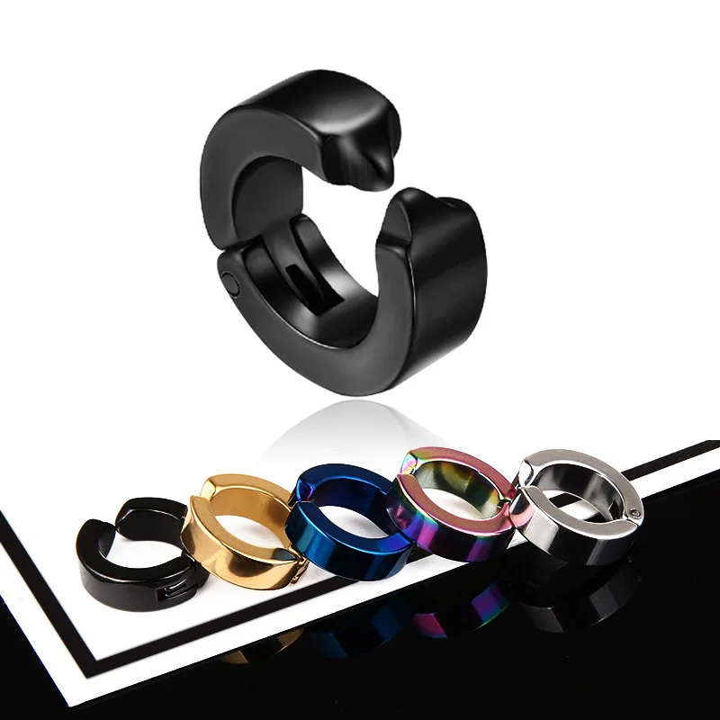 

Titanium Steel Round Ear Clip Earrings Fow Women Men Without Piercing Clip-on Earrings Punk Style Jewelry Non-piercing Earcuff