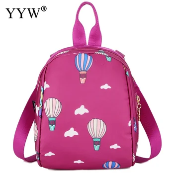 

7 Color Nylon Cross Body Bag Back Women Girl Printed Backpack Casual Square Shape Small Mini Cute Backpack Student Shoulder Bag