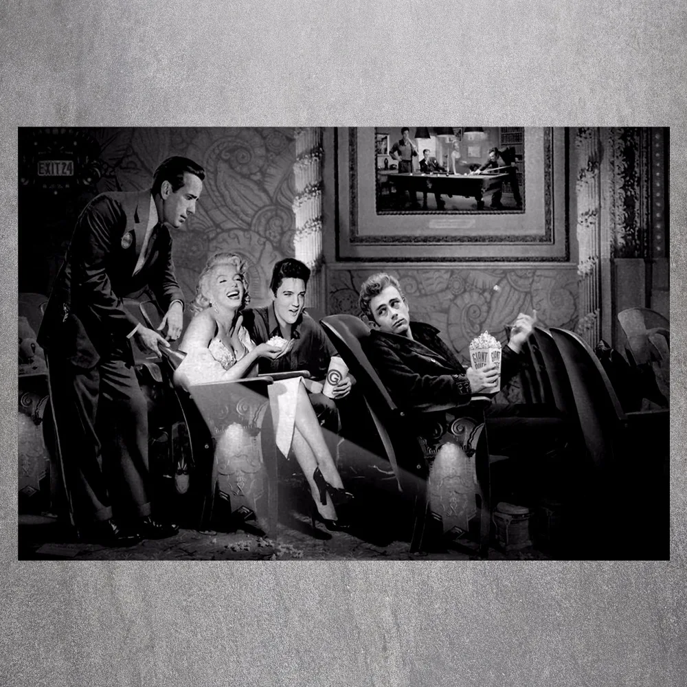 

Monroe James Dean Friends Vintage Retro Posters And Prints Home Decor Painting Modern Wall Art Picture Silk Fabric