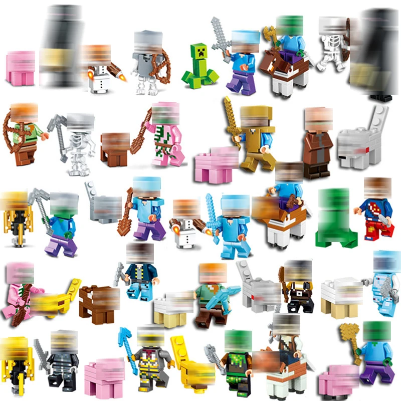 

24pcs/set Minecrafted Brick DIY Toy Golem Figures Steve Weapon Birthday Minecrafted Animals Compatible Kids Toys Building Blocks