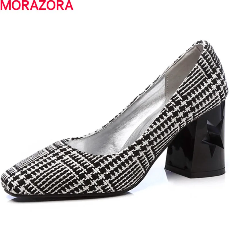 

MORAZORA spring newest square toe simple elegant women pumps shoes high heeled party Office shoes big size 34-47