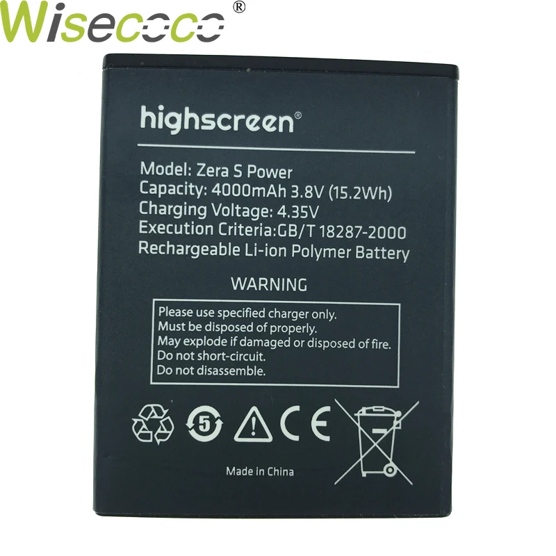WISECOCO новый оригинальный аккумулятор 4000 мАч для Highscreen Zera S Power Phone батареи Замена в