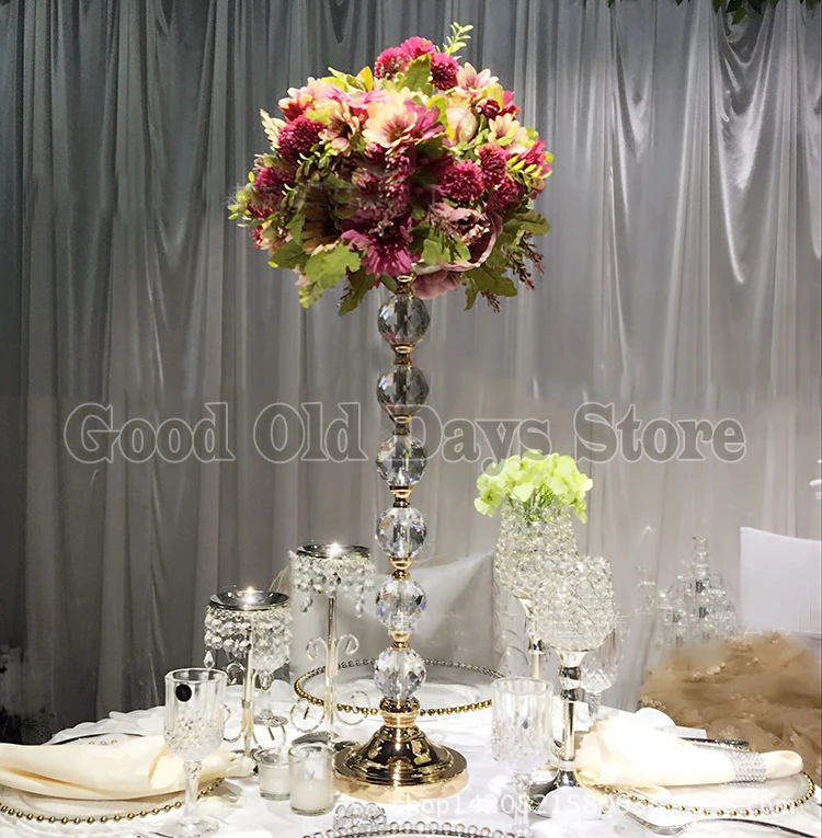 

61cm(H) Wedding Flower Stand Gold flower vase Crystal Table Centerpiece