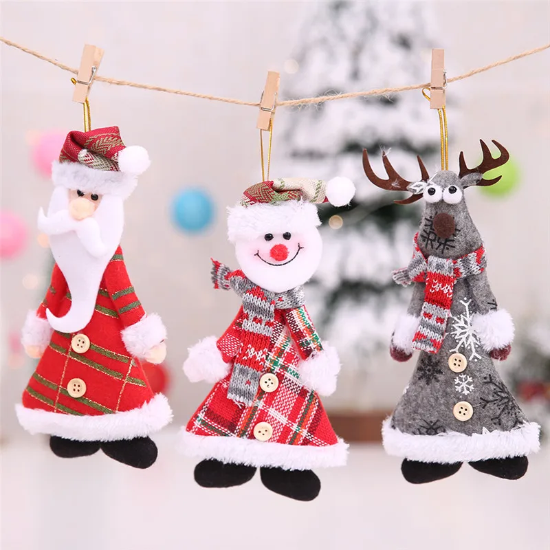 

1 pcs Christmas Decorations for Home Santa Claus Snowman Elk Xmas Tree Ornaments Hanging Pendant Party Decoration Kids Gift