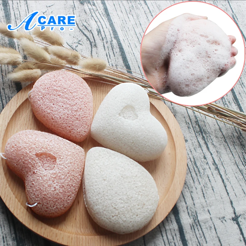 

Natural Konjac Konnyaku Exfoliator Heart Water Facial Puff Sponge Wash Cleansing Face Care Flutter Makeup Cosmetic Tools Pink
