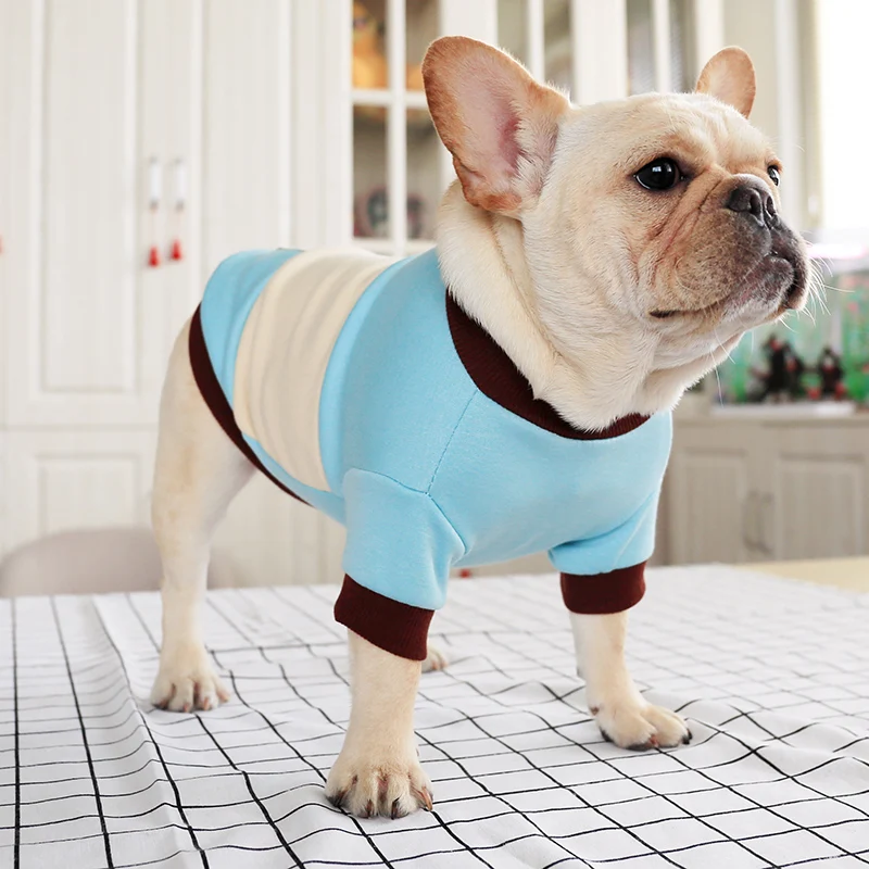 

French Bulldog Corgi Pug Dog Small And Medium Pet Clothing Summer Thin Pet Vest Colorblock Striped Round Neck Shirt