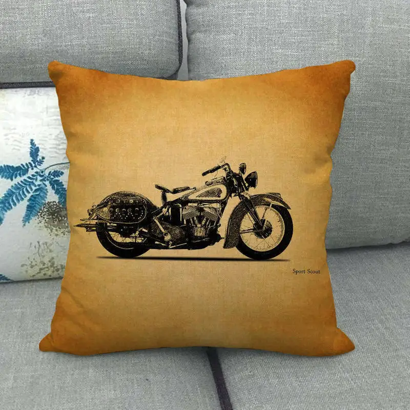 45 см* 45 см Ретро Motorcycledesign постельное белье/хлопковая подушка для дивана Чехлы диванная подушка крышка декоративная подушка для дома - Цвет: 1