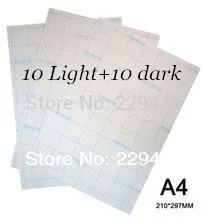 Для железа на переводной бумаге светлого цвета 100 шт* A4 бумага железа-на струйной темальной теплопередачи бумаги с тепловым прессом для футболки