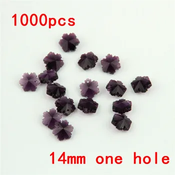 

Best Sale 1000pcs 14mm Crystal Snowflake Beads In One Hole,Dark Amethyst Crystal Chandelier Beads Curtain Decoration