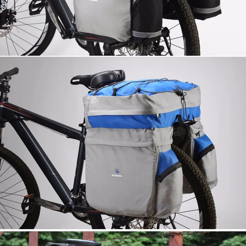 Excellent ROSWHEEL 60L Waterproof Mountain Road Bicycle Bike Bag Cycling Luggage Rear Rack Tail Seat Trunk Container Pannier Rain Cover 8