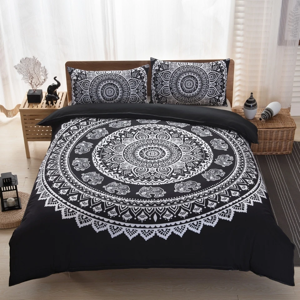 Lai Yin Sun Black Mandala Bohemian Bedding Set Romantic Soft Bedclothes Plain Twill Boho 3Pcs Duvet Cover Set with Pillow Cases Lai Yin Sun Black Mandala Bohemian Bedding Set Romantic Soft Bedclothes Plain Twill Boho 3Pcs Duvet Cover Set with Pillow Cases