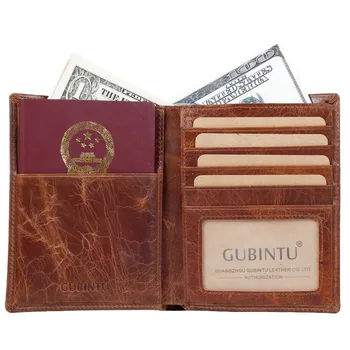 

Men's Leather Passport Bag First Layer Leather Certificate Boarding Card Deck Card Credit Card Holder Female Passport Book