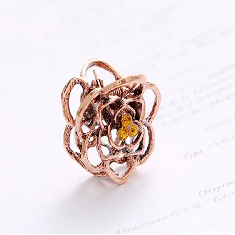 

M MISM Crystal Flower Hair Clip Hair Claw Pins Women Small Rose Floral Hair Accessories Girl Princess Red Rhinestone Hairpins