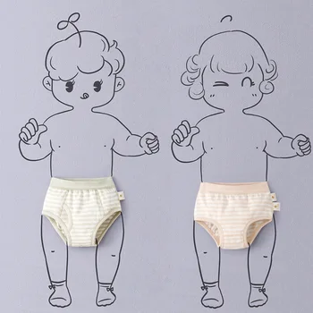 

Children clothing organic cotton baby triangle underwear boys girls breathable underpants kids protective belly pants 3 Pack