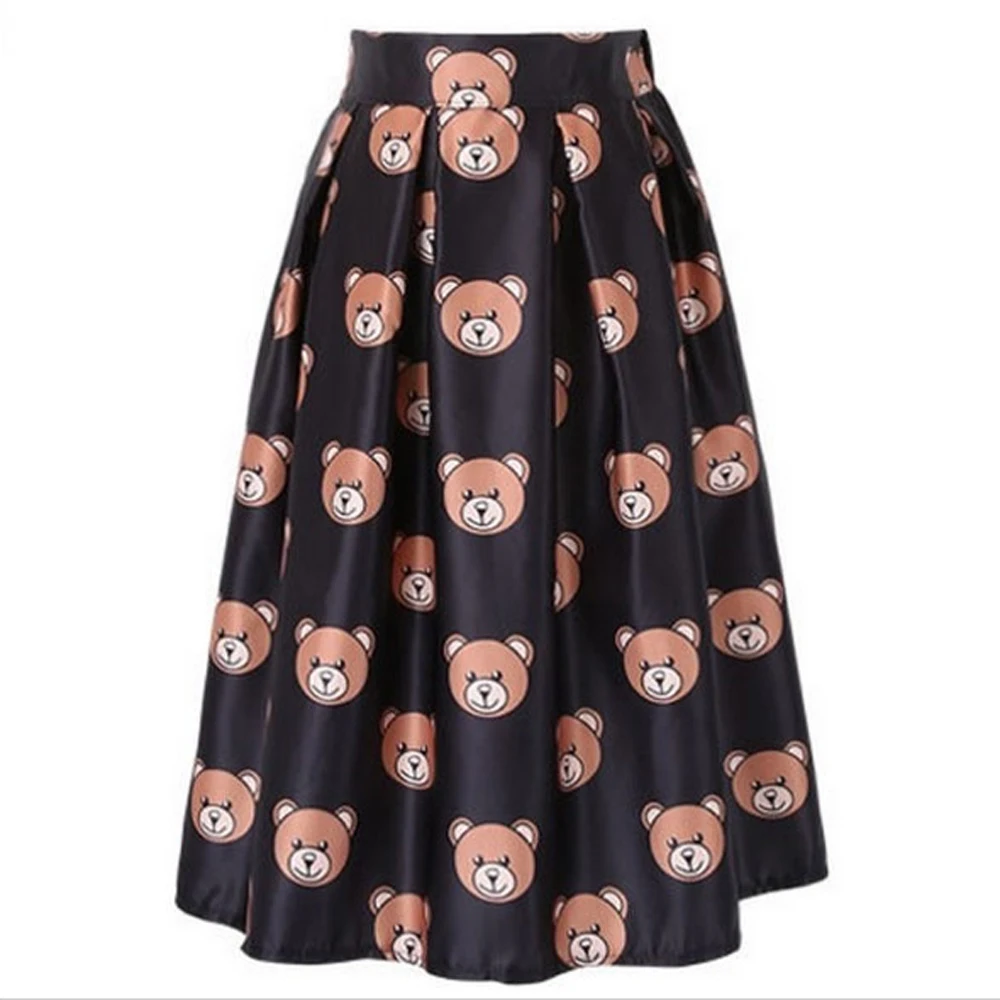 

Skirt Summer Beach 2019 new casual versatile silk satin printed elastic waist side zipper pleated thin A word pettiskirt women