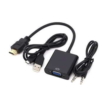 

iHAMMI HDMI TO VGA With Audio Cable And USB Power Adapter 1080P HDMI Converter For PS3 PS4 XBOX HDTV Wholesale 100pcs/lot