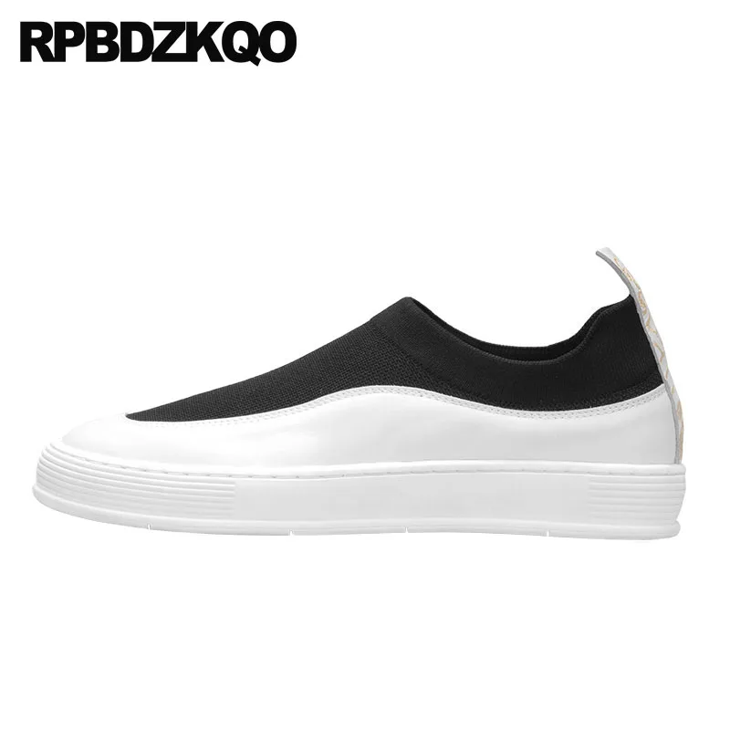 

creepers skate runway black and white real leather brand trainers platform spring sneakers cow men italy casual shoes luxury