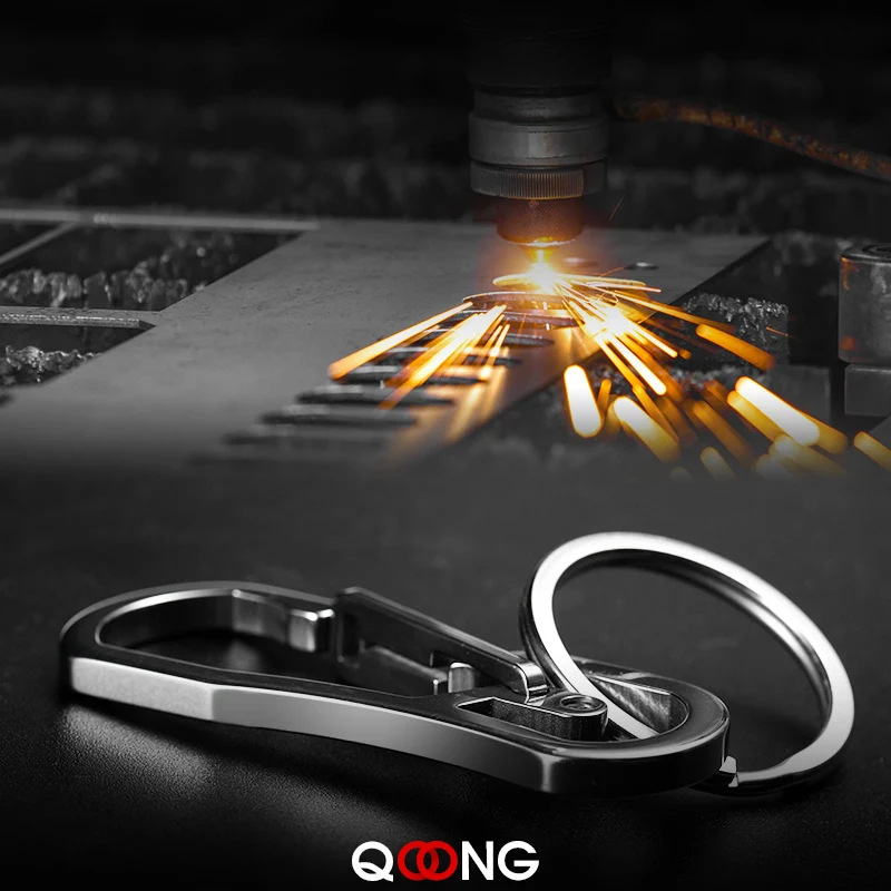 QOONG 2021 High Quality Metal Keyring Men's Stainless Steel Keychain Key Holder Belt Buckles Chaveiro Car Key Chain Y02 - Image 2
