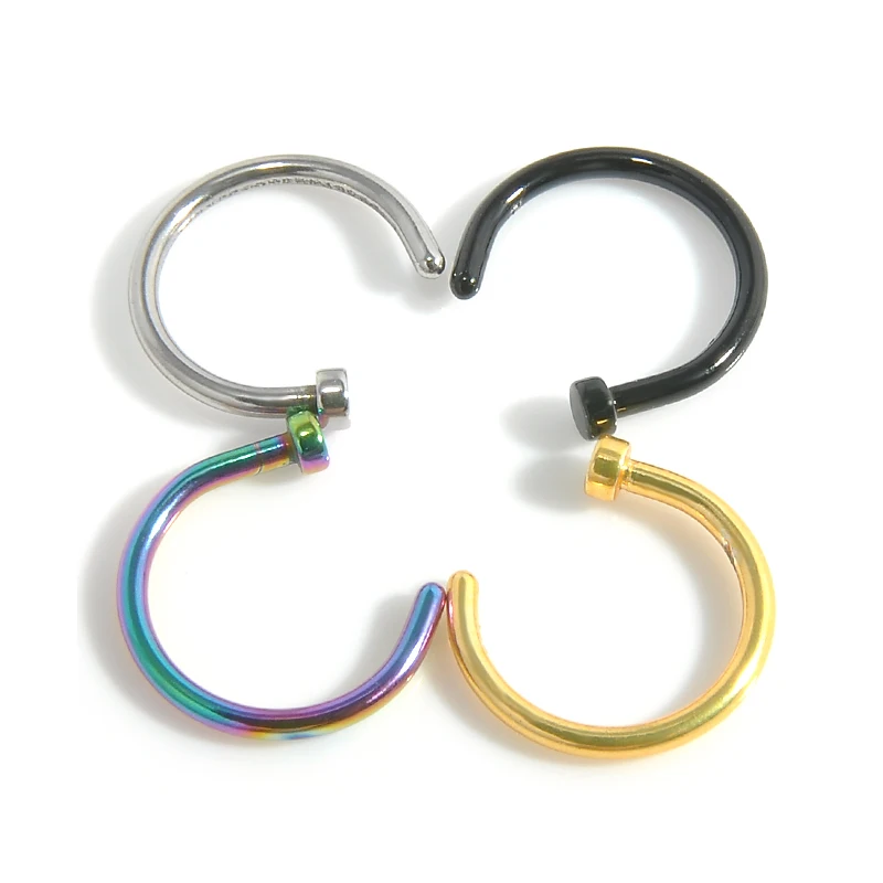 

5pcs/pack Alloy Nose Hoop Nose Rings Body Piercing Jewelry Fake Septum Clicker Non Piercing Hanger Clip On Jewelry