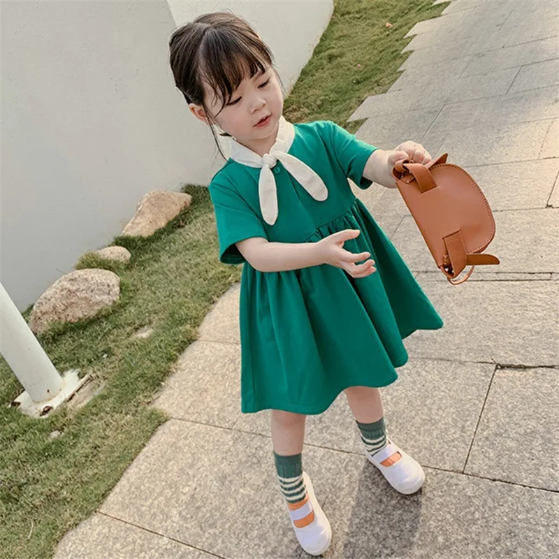

Mihkalev baby dress girl summer princess dress for party wear Solid color children dance clothes kids girls tutu dress costume