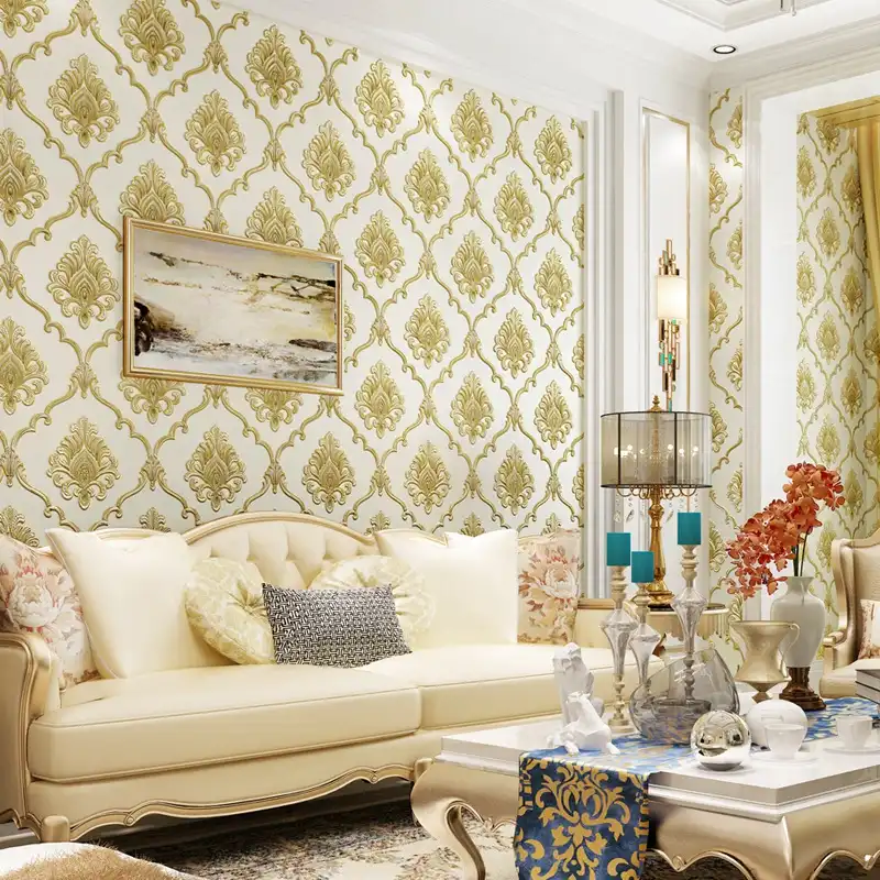 3d Vinyl Wallpaper PVC European Romantic Wallpaper Pattern Flowers Non