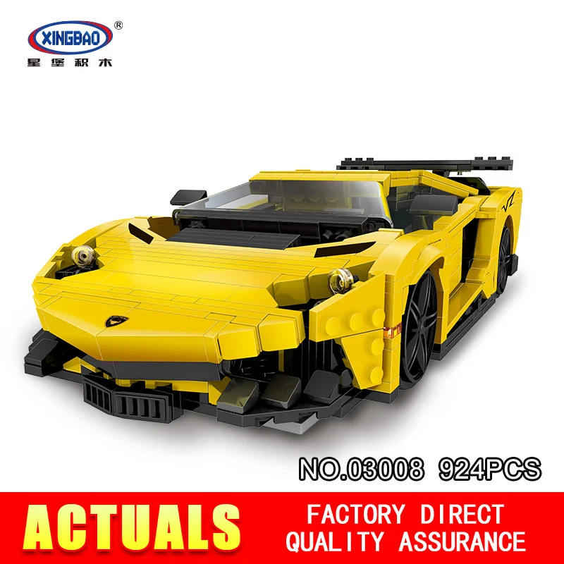 

XingBao 03008 924Pcs Block Creative MOC Technic Series The Yellow Flash Racing Car Set Educational Building Blocks Bricks Toy
