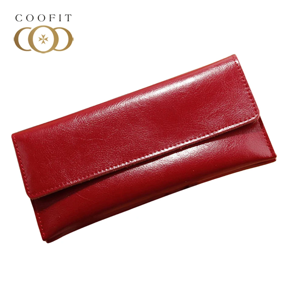 

Coofit Women Vintage Cowhide Wallet Lady Girls Fashionable Billfold Purse Womens High Quality Concise Long Purse For Office Lady