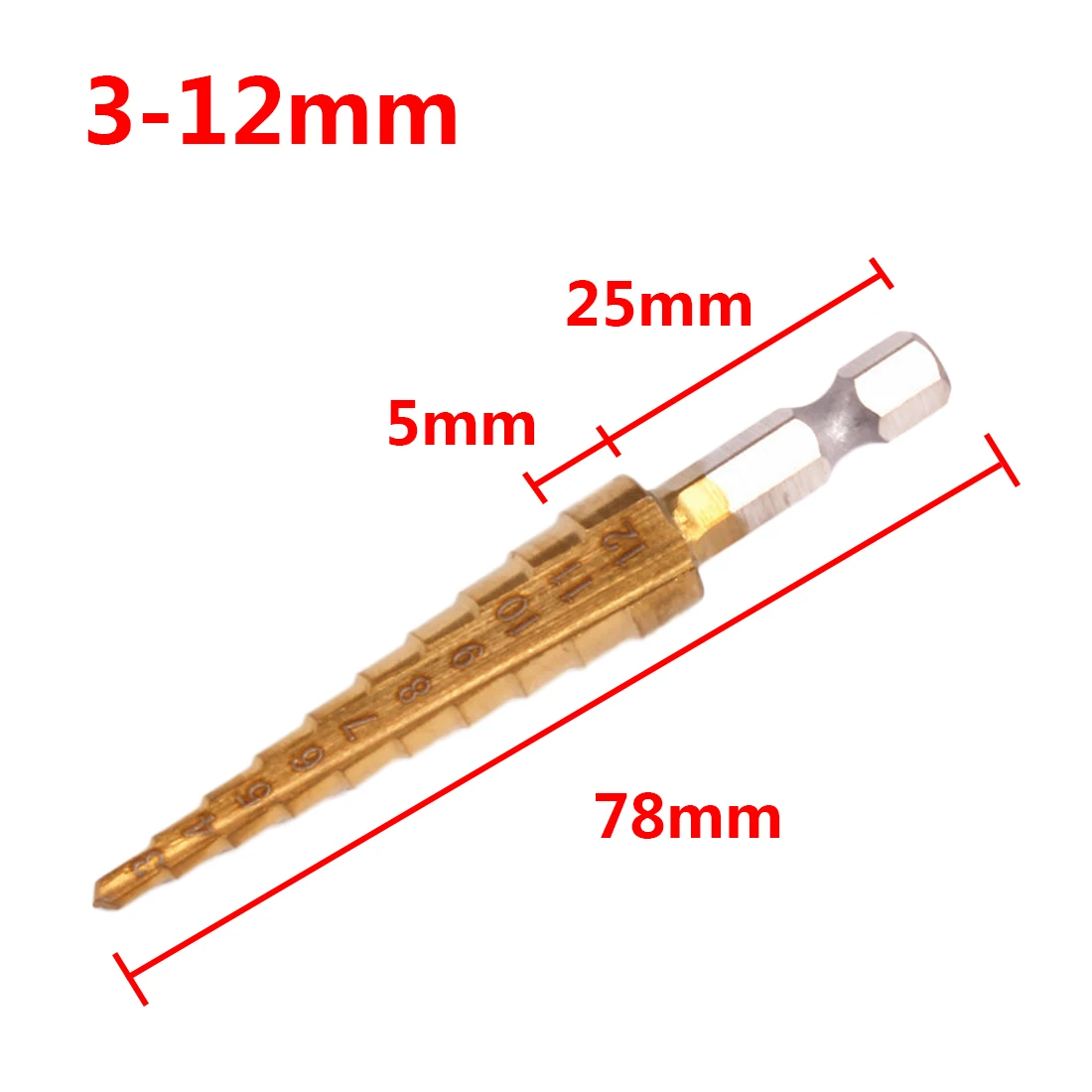 1/" быстрорежущее конусное сверло с конусным конусом, набор дырочек с титановым покрытием, металлические шестигранные сверла 3-12 мм/3-12 мм 4-12 мм 4-20 мм