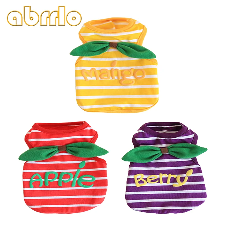 Abrrlo Pets Dog Vest Back Striped Bow Tie Letter Pattern Puppy shirt Cotton Dogs Clothes Summer Solid Tshirts | Дом и сад