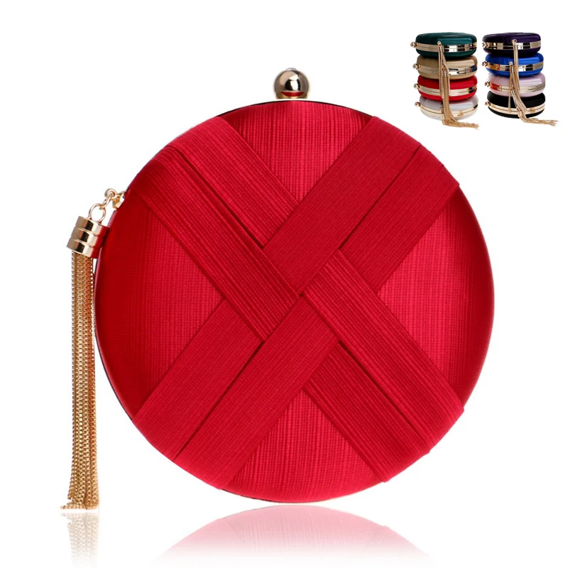

2019 New Clutch Messenger Bag Women Fashion Party Wedding Silk Shoulder Crossbody Bag for Women Circle Evening Bag Female Purses